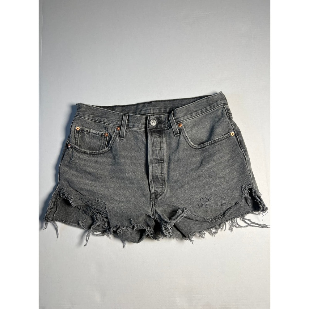 Levi's Women's 501 Distressed Gray Denim Blue Jean Shorts, Size W32